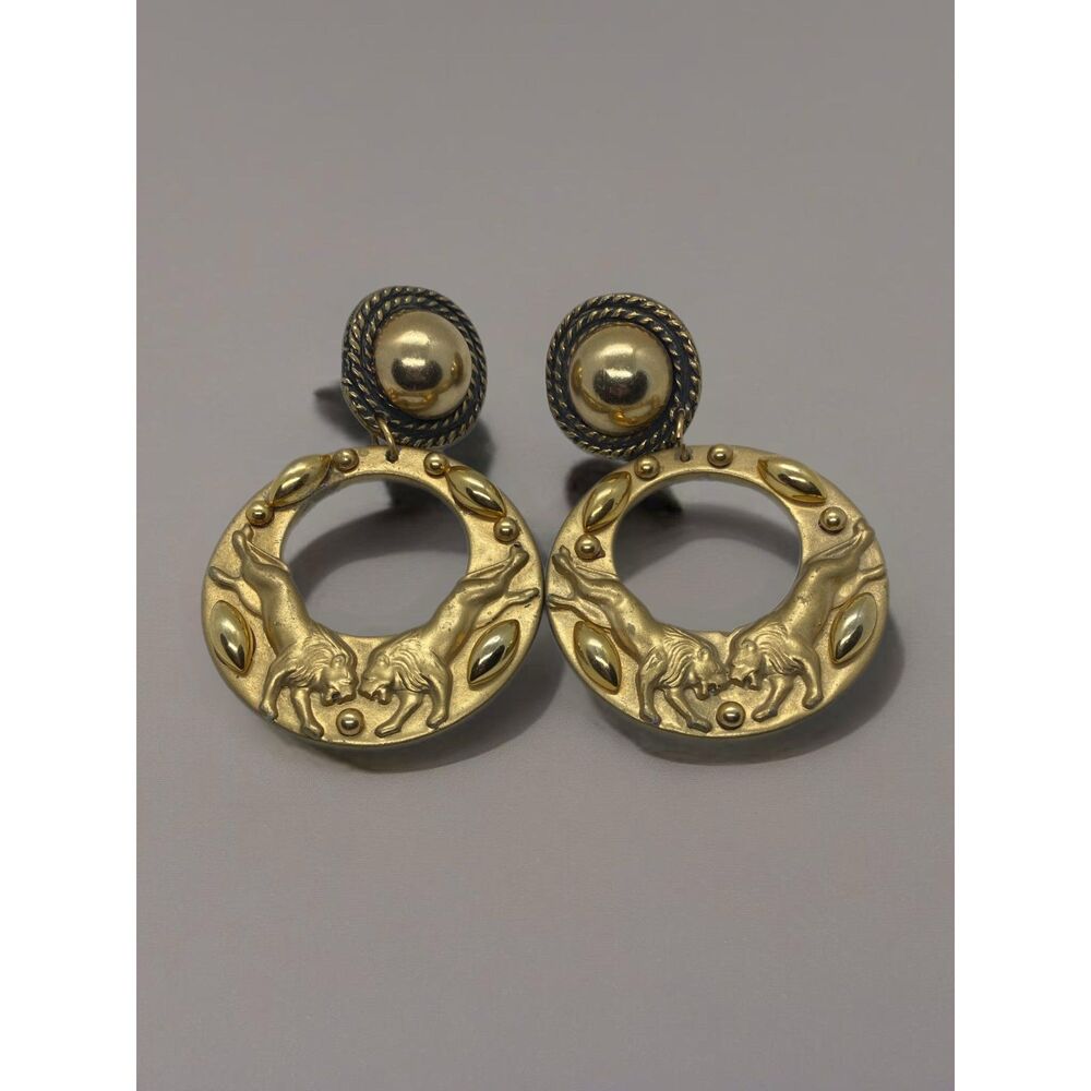 Vintage Jeff Lieb Runway Designer Signed Unique Clip Earrings One of a Kind